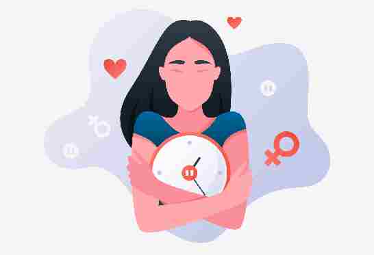 illustration femme avec horloge , accompagner le cycle féminin de façon naturelle